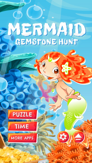 Mermaid Gemstone Hunt - HD - FREE - Connect Matching Diamonds Coral Reef Treasure Puzzle Game