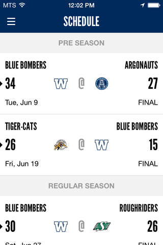 The Official Winnipeg Blue Bomber Mobile App screenshot 4