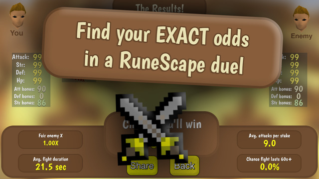 DuelBuddy for RuneScape- Ultimate Duel Arena calculator- Oldschool RS- Master RS staking tool
