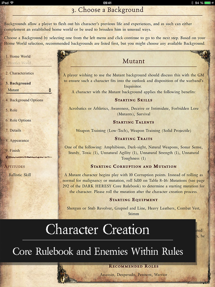 Warhammer 40k dark heresy character sheet