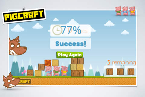 Pigcraft - Use your block building skills to protect the 3 little pigs from the big bad wolf! screenshot 4