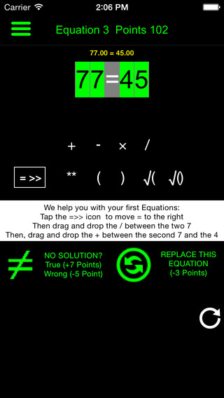 【免費遊戲App】43=57 Solve Equations-APP點子