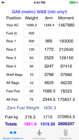 免費下載工具APP|GA-8 Airvan (metric) Weight and Balance Calculator app開箱文|APP開箱王