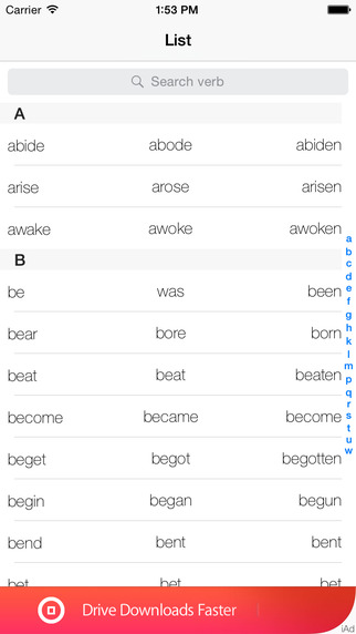 English - irregular verb list