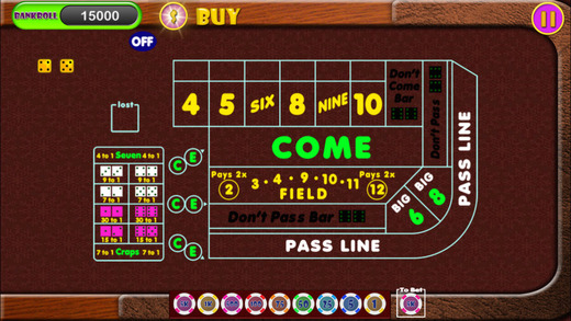 Best Las Vegas Craps Casino Roll Dice Throw Bets and Win Big Coin Buck Master Simulator Pro