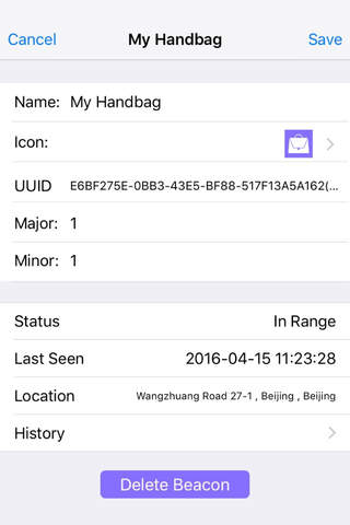 BeaconGo Handbag Finder - Never forget your bag screenshot 2