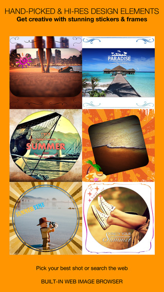 Insta Summer Pic – Beach sea sun frames and colorful overlay stickers.