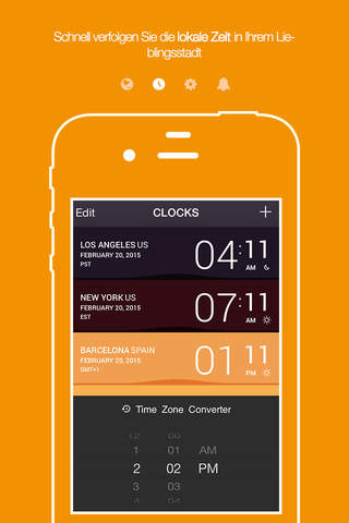 Clocks the world clock with time zones converter, widgets & local alarms screenshot 2