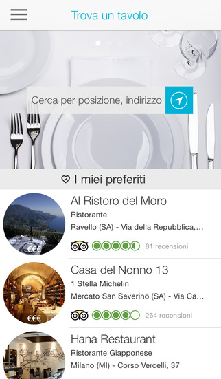 MyTable - Prenotazione ristoranti in tempo reale