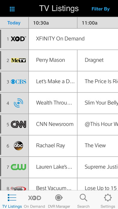Screenshots of XFINITY TV Remote for iPhone