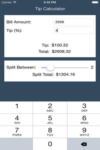 Tip Calculator % For Apple Watch - Includes Bill Splitter screenshot 2