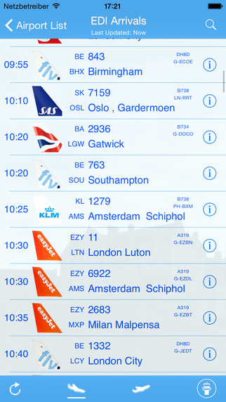 Edinburgh Airport - iPlane Flight Information