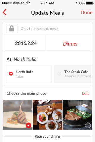 DINE AT - Social Network & Food Diary for Foodies screenshot 4