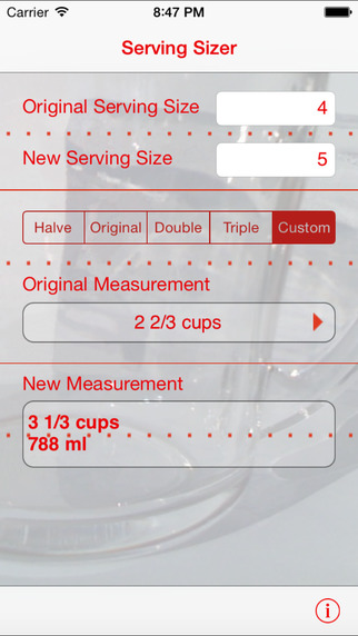 Serving Sizer recipe converter