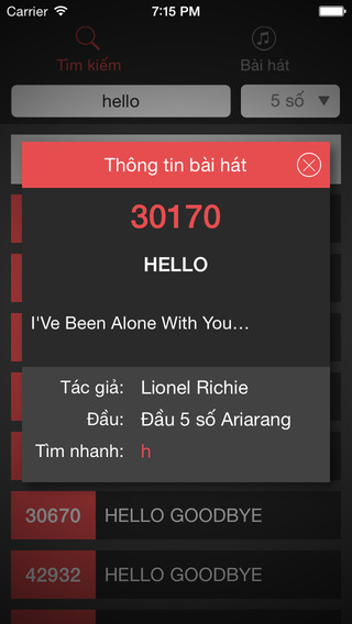 Karaoke Viet Nam List - 5 số và 6 số