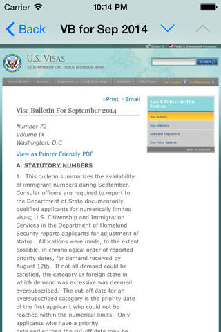 My Visa Bulletin screenshot 3