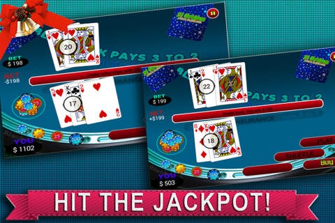 21 A Christmas Blackjack - myVegas Casino Las Vegas Holiday Card Shark screenshot 3