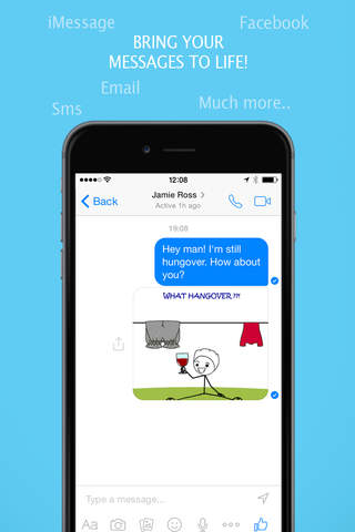 GIF Emoji - Stickmen Texting  Keyboard - Send funny animated txt messages and emails to your friends directly from your iPhone or iPad! screenshot 4