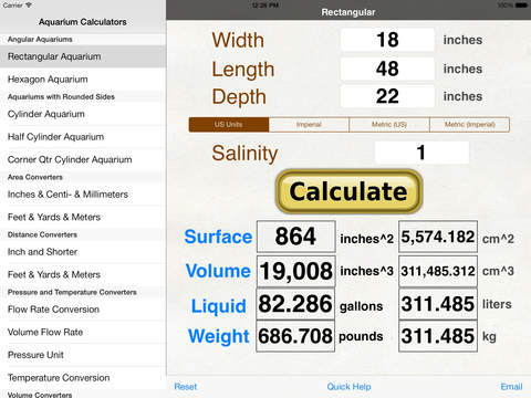 【免費生產應用App】Aquarium Size, Surface Area & Volume-APP點子