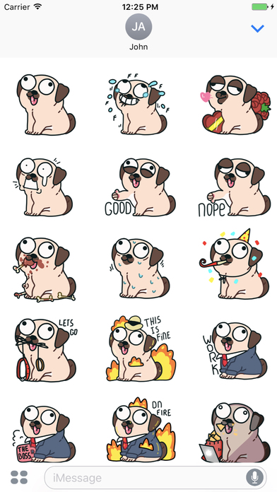 Edgar the pug dog life stickers screenshot 3