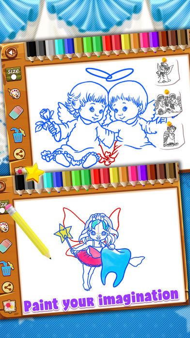 Draw and Paint Cute Angels On Coloring Books Pro screenshot 2