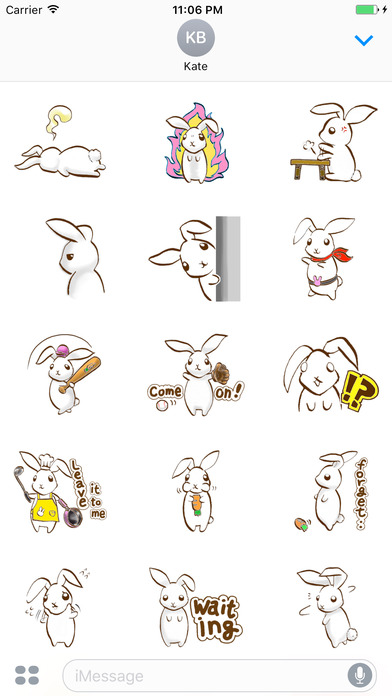 Bailey The Sporty White Bunny Stickers screenshot 2