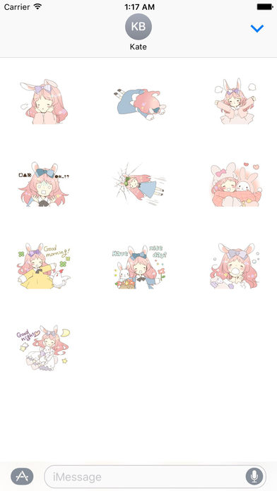 Alice The Bunny Ears Girl Stickers Pack screenshot 3