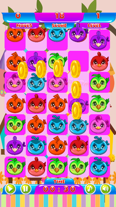 Cute Birds Crush Splash Match 3 Funny Puzzle Game screenshot 3