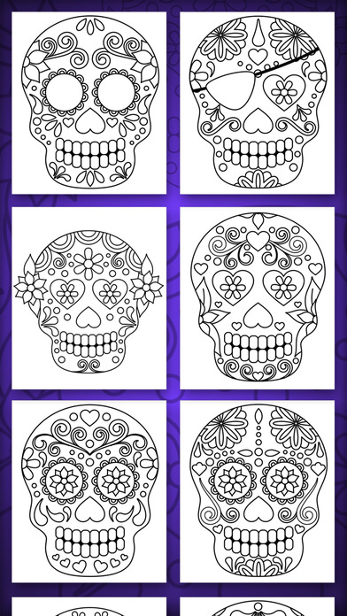 Mexican Sugar Skull Mask & Coloring Pages – Pro screenshot 3