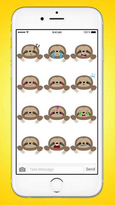 Cute Sloth Face Emojis Sticker Pack screenshot 4