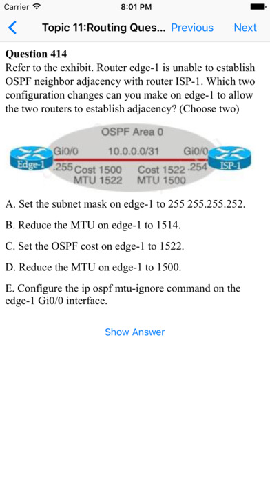 CCNA Question, Answer and Explanation screenshot 2