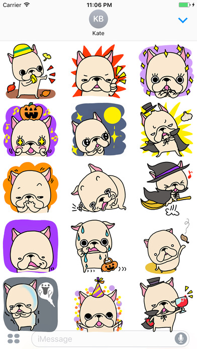 Fred The French Bulldog Autumn Stickers screenshot 2