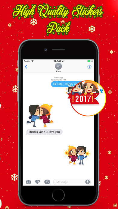 Romantic Christmas Couple Stickers Pack - iMessage screenshot 4