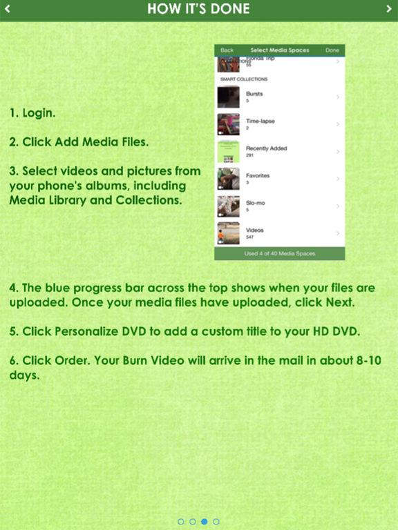 Screenshots of Burn Video - Your Phone's Videos Delivered on DVD for iPad