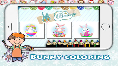 Easter bunny with egg coloring pages free for kid screenshot 2