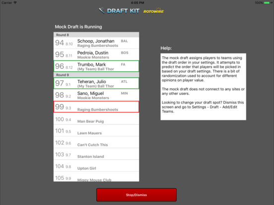 RotoWire Fantasy Baseball Draft Kit 2017 Screenshots