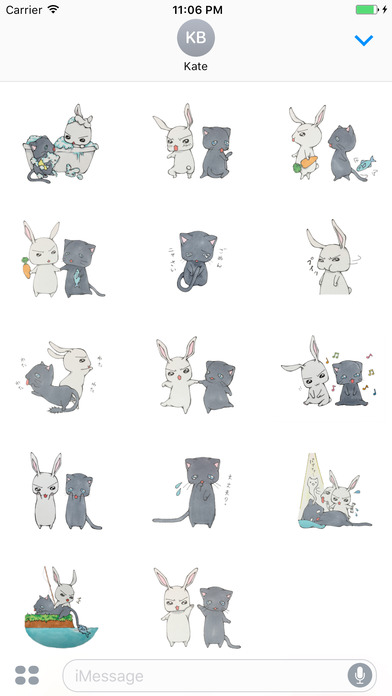 Karu Bunny and Sato Cat Sticker screenshot 3