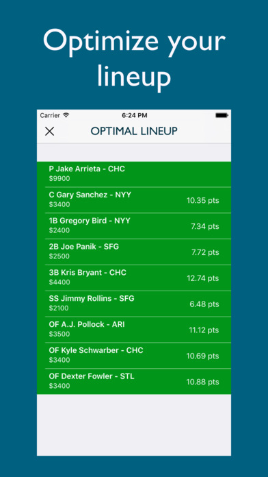 Optimal DFS - Lineup tools for fantasy baseball screenshot 4