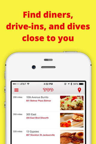 Locator for Diners, Drive-Ins, and Dives Food & Drink