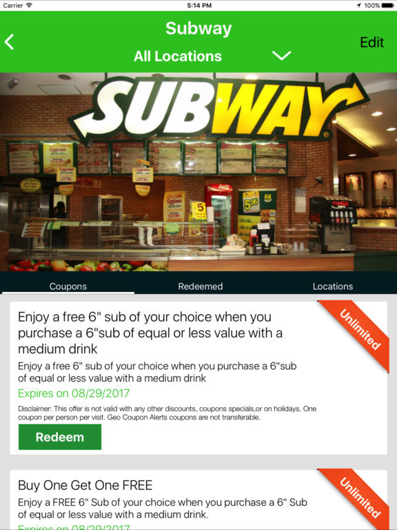 Geo coupons app