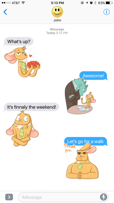 Yellow Rabbit and Friends Stickers screenshot 3