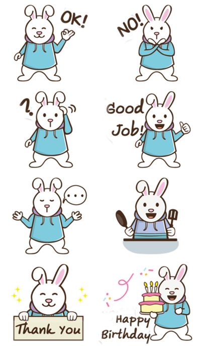 White Bunny Stickers! screenshot 3