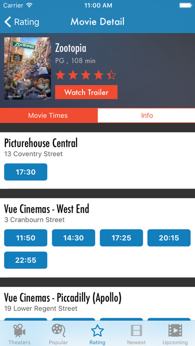 MovieTimes - Showtimes for Movie & Trailers screenshot 2