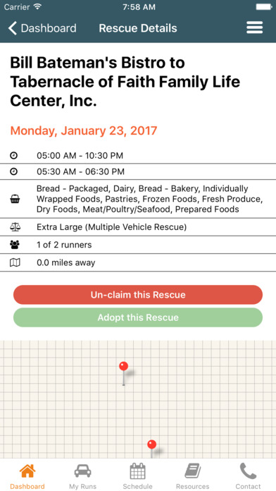 An example listing from the Food Rescue US smartphone app.