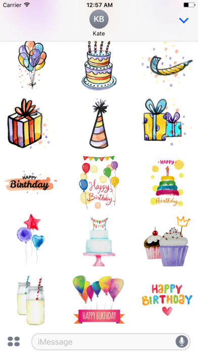 Watercolor Birthday Stickers Pack screenshot 3