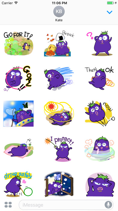 Happy Eggplant Stickers screenshot 2