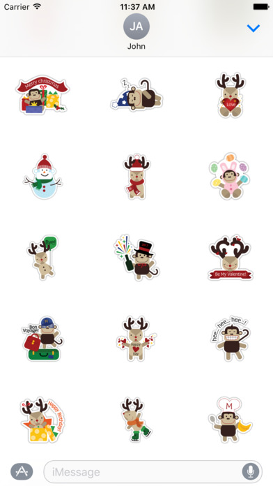 Reindeer And Monkey Aminated Sticker screenshot 3