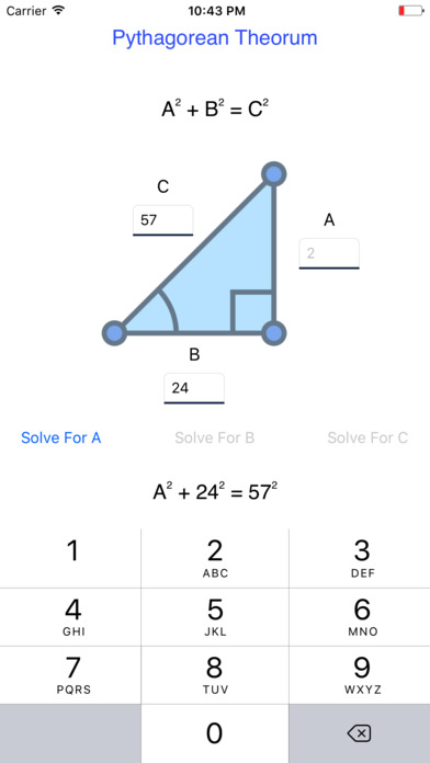 Pythagorean Theorem Calc screenshot 2