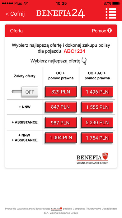 Ubezpieczenie OC AC Benefia24 screenshot 3