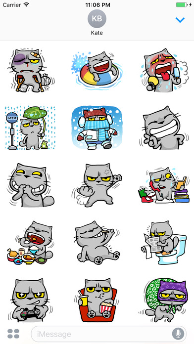 Snubbs The Grey Cool Cat Sticker 2 screenshot 2